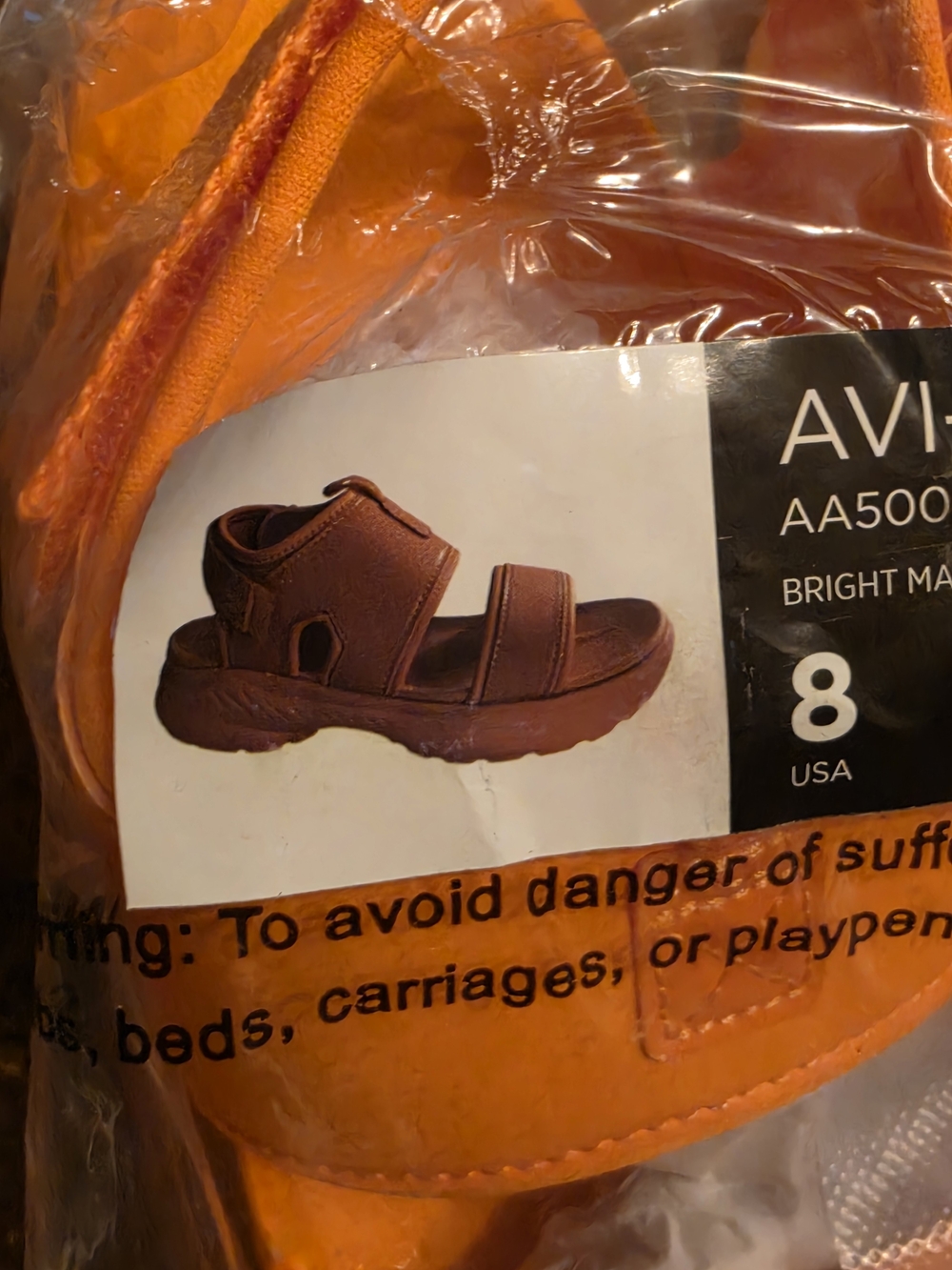 Womens Bright Orange Hook-and-Loop Sport Sandals - Picture 7 of 7